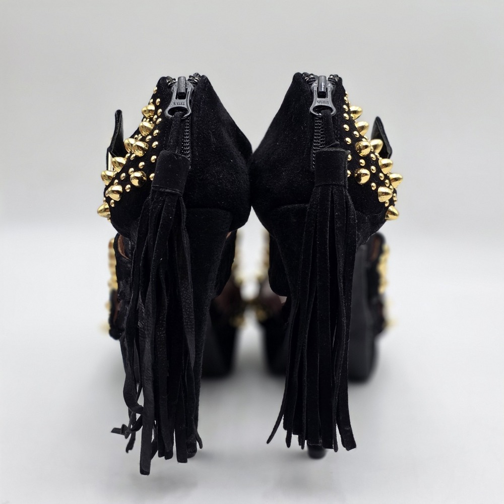 Jeffrey Campbell Pony Tail Heel Black Suede With Gold Studs Women's Size 9.5 - Picture 6 of 11